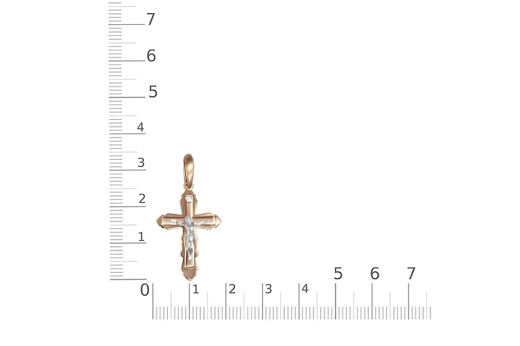 Крест из красного золота с бриллиантом