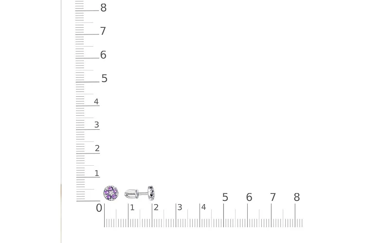 Серьги-пусеты из белого золота с 22 фианитами