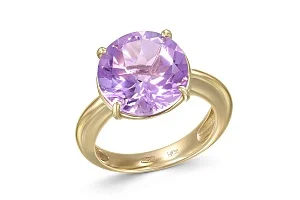 Кольцо из жёлтого золота с аметистом