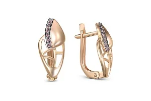 Серьги из красного золота с 14 фианитами