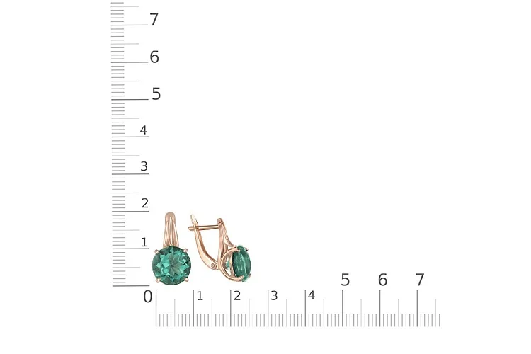 Серьги из красного золота с 2 кварцами