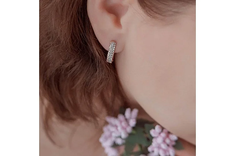 Серьги Дорожки из красного золота с 28 бриллиантами