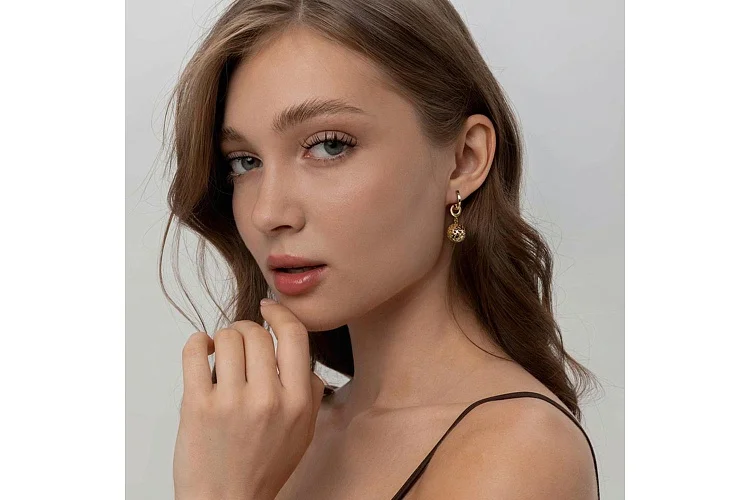 Подвеска серёг-трансформеров Шар из жёлтого золота без вставок