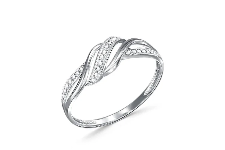 Кольцо дорожка из белого золота с 24 бриллиантами