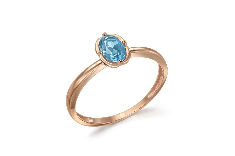 Кольцо из красного золота с топазом swiss