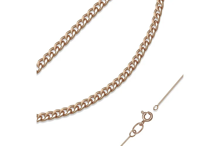 Цепь плетение панцирь ⌀ нити 0,25 мм  из красного золота