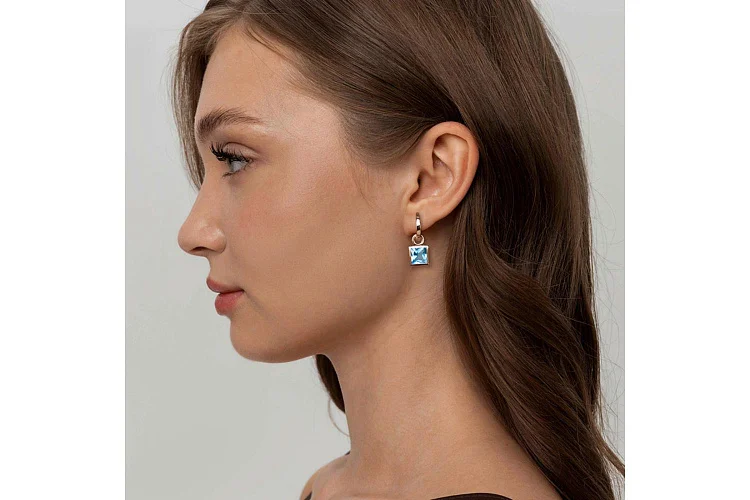 Подвеска серёг-трансформеров из красного золота с топазом swiss