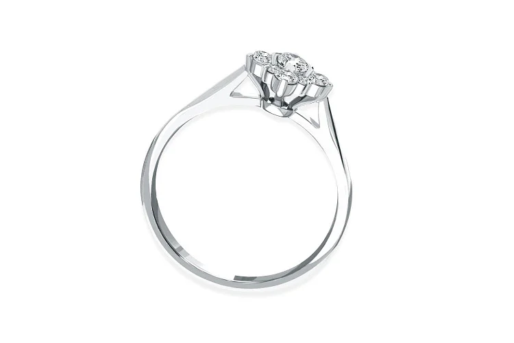 Кольцо из белого золота с 9 фианитами