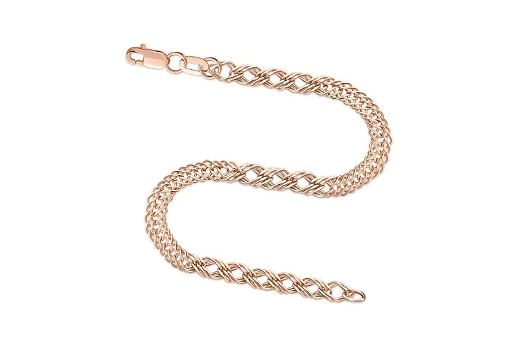 Цепь плетение тройной ромб ⌀ нити 0,60 мм  из красного золота