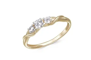 Кольцо из жёлтого золота с 3 фианитами