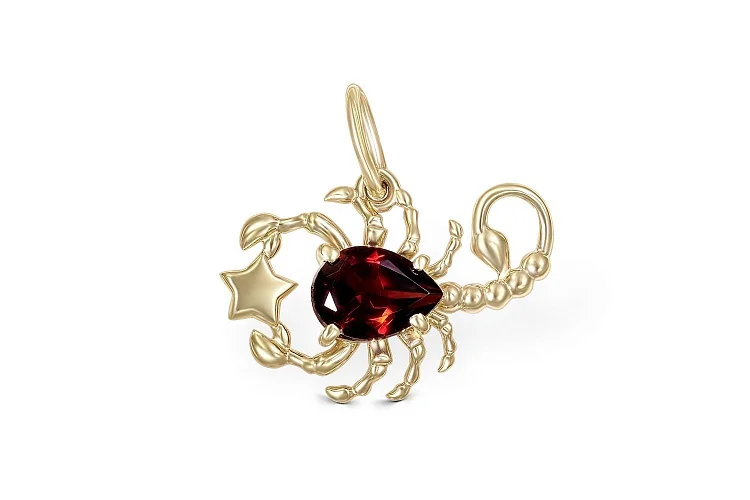 Подвеска Скорпион из жёлтого золота с ситаллом
