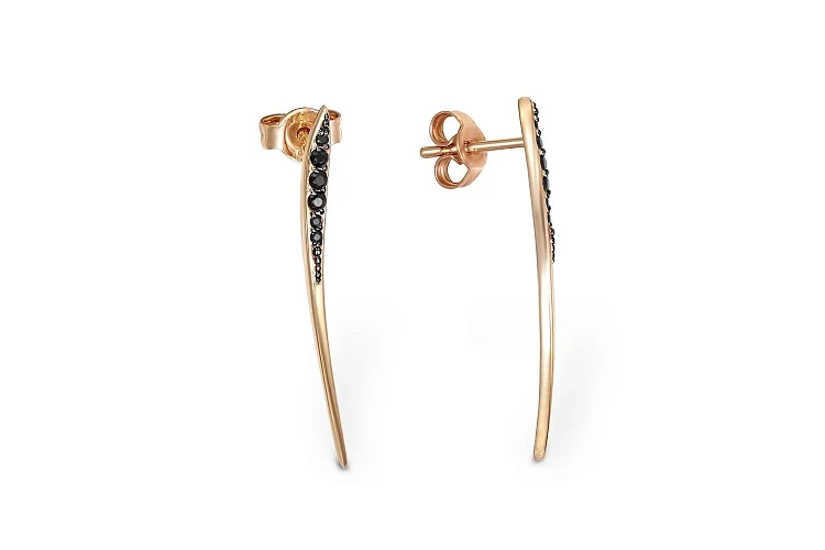 Серьги-пусеты Дорожки из красного золота с 12 фианитами