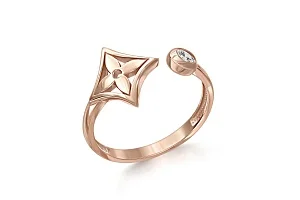 Кольцо Клевер из красного золота с бриллиантом