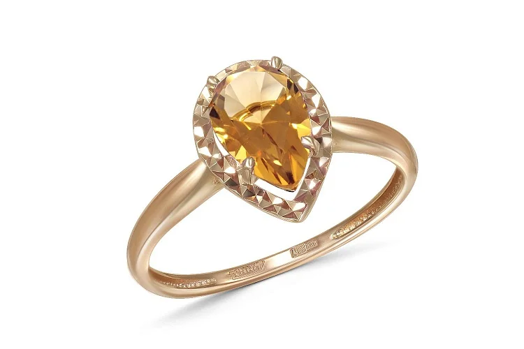 Кольцо из красного золота с цитрином