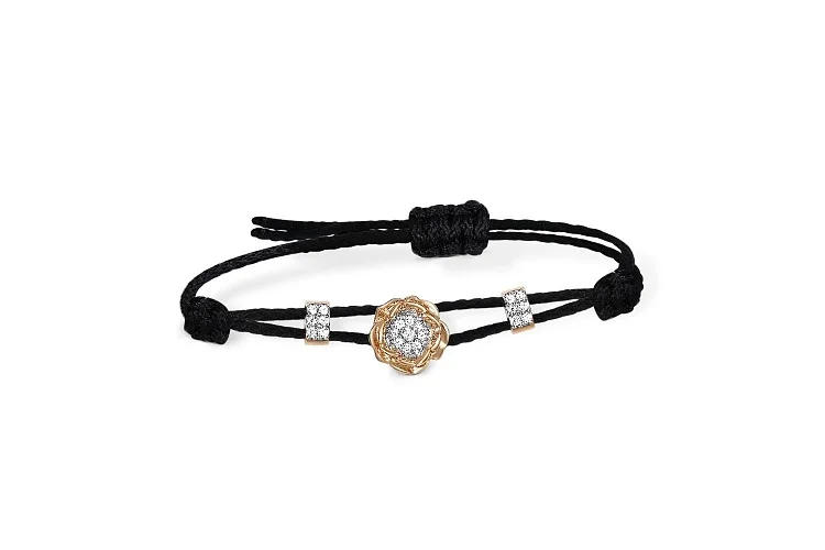 Браслет Цветок из красного золота с 21 фианитами