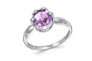 Кольцо из белого золота с аметистом