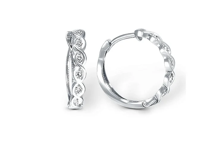 Серьги Дорожки из белого золота с 12 фианитами