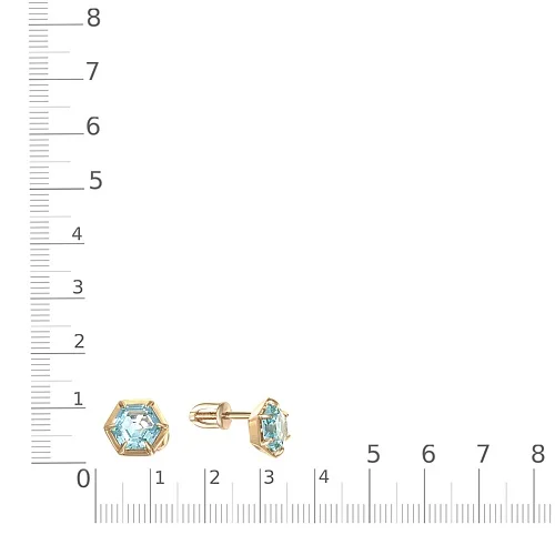 Серьги-пусеты из жёлтого золота с 2 ситаллами