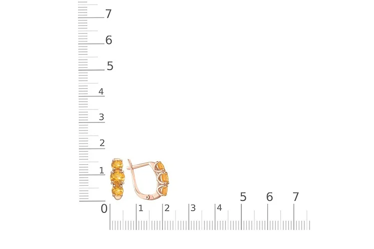 Серьги из красного золота с 6 цитринами