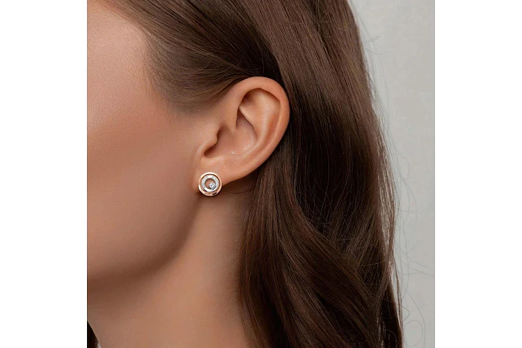 Серьги из красного золота с 2 фианитами