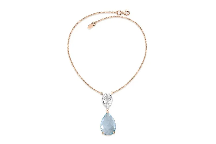 Колье из красного золота с топазом sky и фианитом