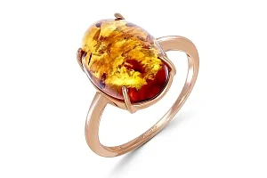 Кольцо из красного золота с янтарём