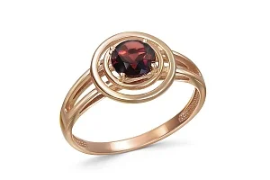 Кольцо из красного золота с гранатом