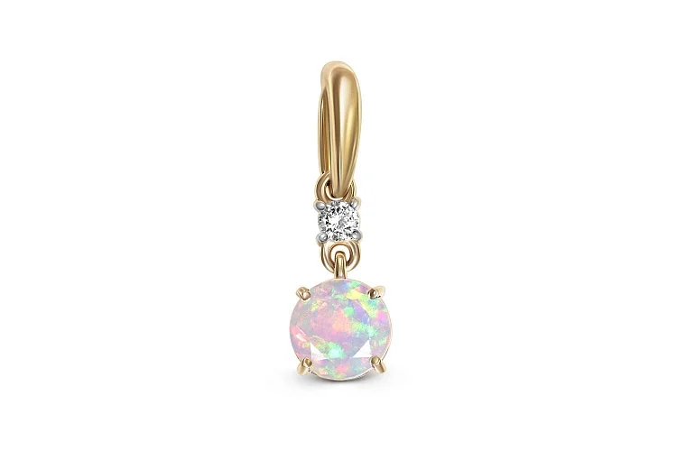 Подвеска из жёлтого золота с опалом и фианитом