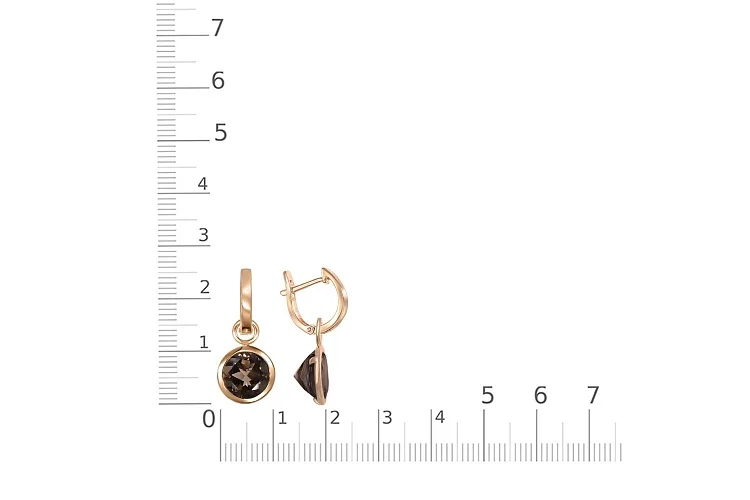 Серьги-трансформеры из красного золота с 2 раухтопазами