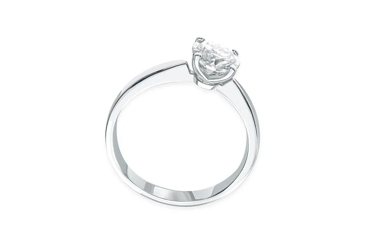 Кольцо из белого золота с выращенным бриллиантом