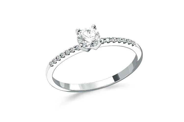 Кольцо из белого золота с 15 фианитами