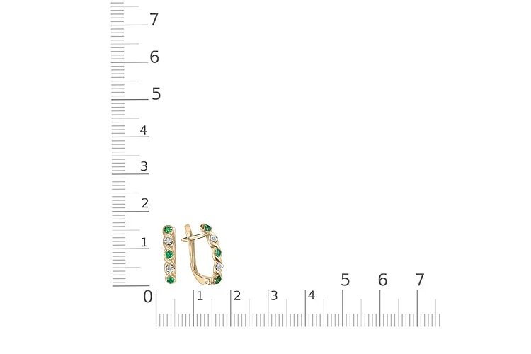 Серьги Дорожки из жёлтого золота с 6 изумрудами и 4 бриллиантами