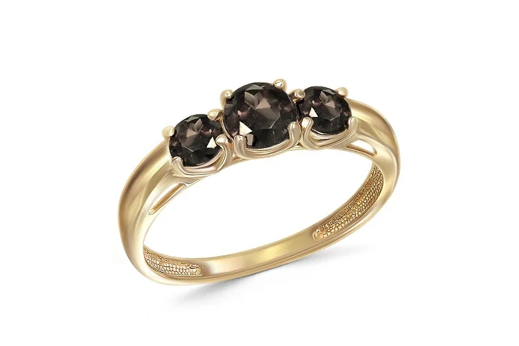 Кольцо из жёлтого золота с 3 раухтопазами