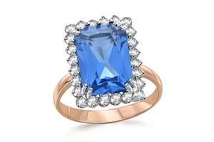 Кольцо из красного золота с наноситалом и 24 фианитами