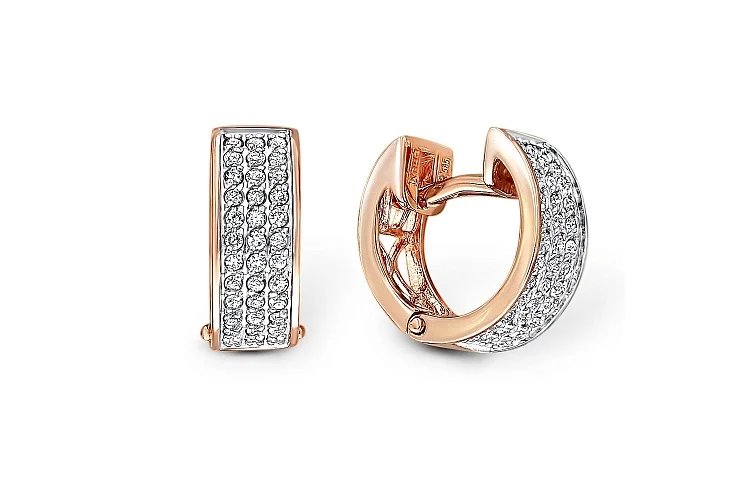 Серьги Дорожки из красного золота с 72 бриллиантами