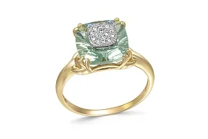 Кольцо из жёлтого золота с кварцем и 14 бриллиантами