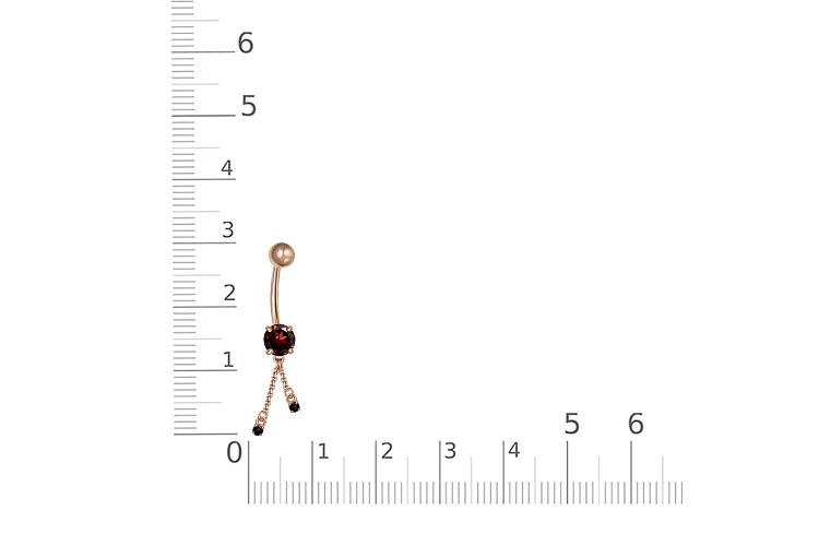 Пирсинг из красного золота с 3 гранатами