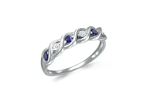 Кольцо Дорожка из белого золота с 3 сапфирами и 3 бриллиантами