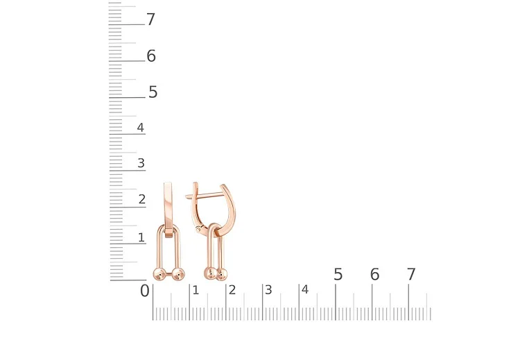 Подвеска серёг-трансформеров из красного золота без вставок