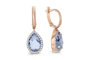 Серьги из красного золота с 2 наноситалами и 52 фианитами