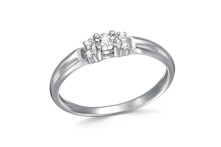 Кольцо из белого золота с 5 бриллиантами
