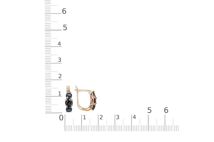 Серьги из красного золота с 6 сапфирами