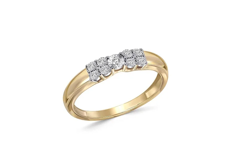Кольцо из жёлтого золота с 9 бриллиантами