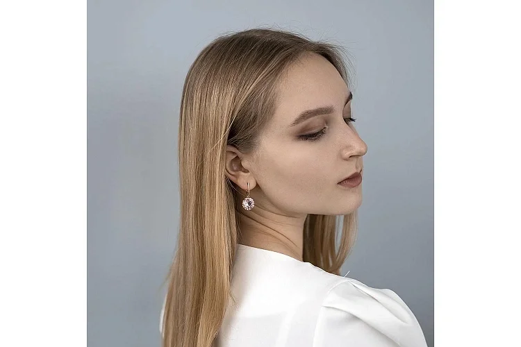 Серьги из красного золота с 2 ситаллами