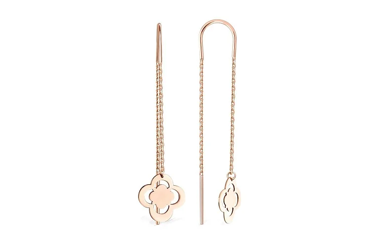 Серьги-продёвки Клевер из красного золота без вставок