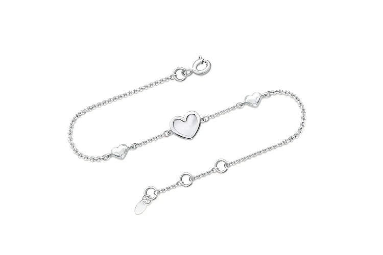 Браслет Сердце из белого золота с перламутром