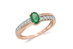 Кольцо из красного золота с изумрудом и 10 бриллиантами