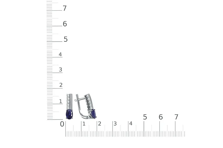 Серьги из белого золота с 2 корундами и 10 бриллиантами