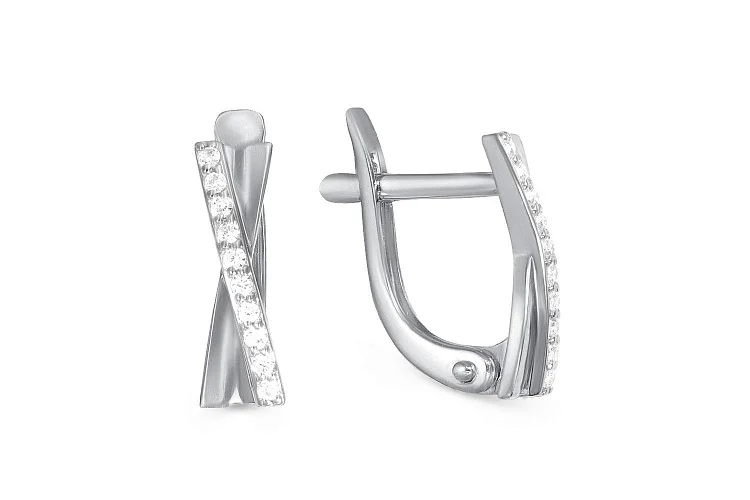 Серьги Дорожки из белого золота с 20 бриллиантами
