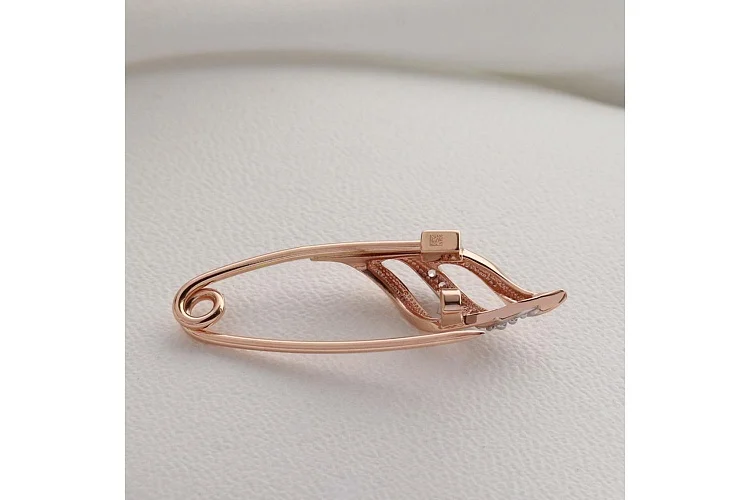 Булавка из красного золота с 6 фианитами